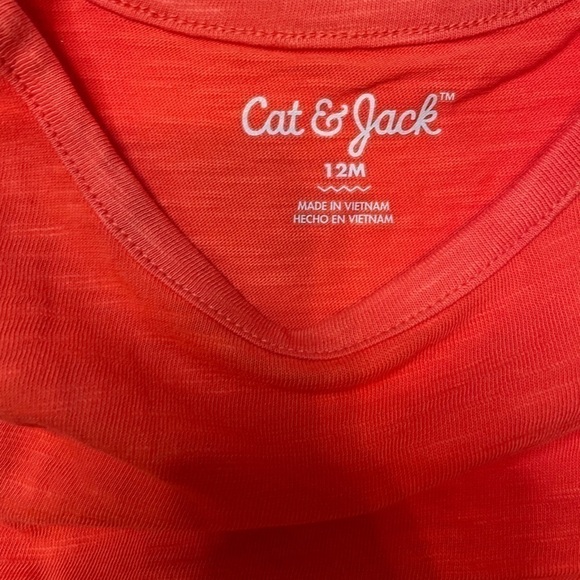 🐶🐶🐶NWT girls Cat & Jack size 12 months coral shirt sleeve shirt🐶🐶🐶 - Picture 2 of 3